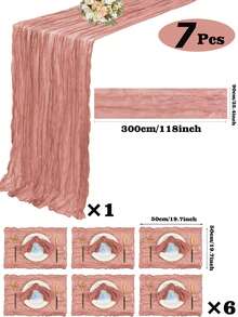 7 Packs Cheesecloth Table Gauze Table Napkins Runner 10ft Boho Gauze Table Runner 35x118 Inch Rustic Cheese Cloth Sheer Table Runner For Wedding Bridal Shower Birthday Party Decorations - Multicolor - View 9