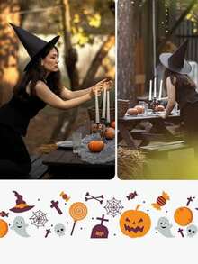 قبعة ساحرة الهالوين - لوازم حفلة ال-هالوجين، قبعة ساحر أسود مناسبة للنساء البالغات، ديكور الحفلة