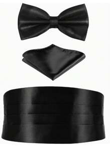 3 Pieces Men's Self-Tie Bow Tie, Cummerbund & Pocket Square Set | Formal Wedding Tuxedo Accessories For Groom & Groomsmen. Fall, Autumn, Halloween Autumn-Winter Accessories,Suitable For Teens, Youth,Men,Casual, Outdoor, Athletic, Vacation, Graduation Gifts, Birthday, Daily Wear Halloween, Casual, Business, Street, Boho, Western, Outdoor, Gift For Men, Husband, Boyfriend, Father, Dad, Christmas