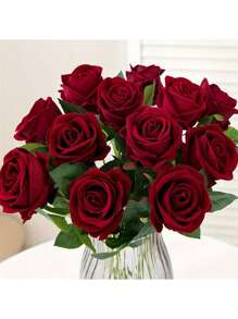 6/12 Rosas artificiales, Rosas rojas oscuras Flores artificiales Rosas falsas para decoración DIY Ramos de boda Centros de mesa Decoraciones, Decoraciones para despedida de soltera, Día de San Valentín, Decoraciones para baby shower, Decoración del hogar, Decoración de centros de mesa, Decoración navideña, Decoración de dormitorio, Decoración de jardín. Regalo.