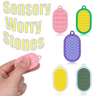 5件感官石玩具：质地柔软的舒缓石，适合自闭症患者，可缓解焦虑，帮助学生放松身心，小奖品手指玩具，复活节、开学季和毕业季的礼物！