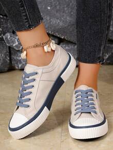 1 双女士时尚复古双色马鞍鞋，2025 年初春/夏/秋季系带平底舒适休闲百搭鞋，适合户外活动，可搭配任何服装 - 米色 - 查看 8