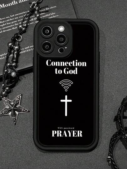 Religious 1pc Cross & WiFi Pattern Thick Shockproof Anti-Fingerprint Full Coverage Phone Case, Compatible With Apple 15/15 Plus/15 Pro/15 Pro Max/11/12/13/14 Pro Max/XS/XR/11 Pro/11 Pro Max/12 Pro/12 Pro Max/13 Pro/13 Pro Max/14 Pro/14 Pro Max/14 Plus/7 Plus/8 Plus/8/SE 2