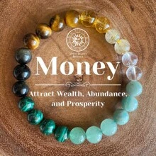 1pc 8mm Single Wrap Tiger Eye Stone, Green Agate, White Diamond Circle Bracelet For Women, Yellow Crystal Engraved Heart Bracelet