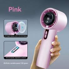 100-Speed Handheld Turbine Fan, Mini Portable USB Rechargeable, Long Battery Life, LED Display, Compact Fan For Desk And Outdoor Camping