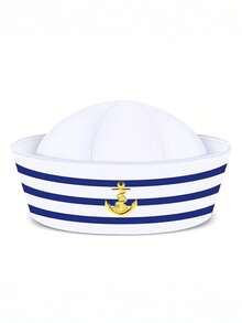 二合一水手帽，白色水手船长帽，男女通用服装配饰；水手帽，海军蓝白水手帽，男女通用船长帽 - 彩色 - 查看 3