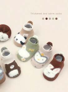 1 Pair Cute Cartoon Baby Toddler Socks, Casual Cartoon Print Flat Socks, Soft Breathable Comfortable, Suitable For Beginners