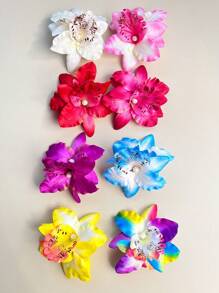 10/15个随机夏威夷花朵发夹，女士人造花发夹，鸡蛋花发夹，适合假日海滩派对、夏季热带花朵发饰、婚礼派对、送给女孩的节日礼物、母亲节礼物、爪夹、发夹、发卡