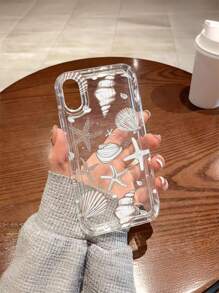 1pc Brown Series Shell, Starfish, Seashell Marine Element Transparent Airbag Anti-Drop Phone Case, TPU Material, Suitable As Holiday Gift Compatible With IPhone Xs/Xsmax/Xr/11 12 13 14 15 16pro/Promax/14 15 16plus Waterproof Shockproof Scratch Resistant