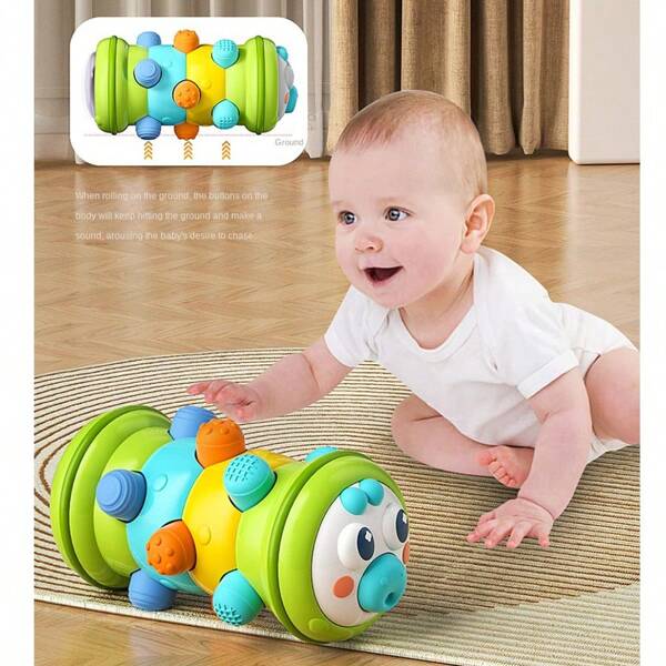 Baby Rolling Crawling Sensory Toys For Toddlers 18+ Months, Caterpillar Rolling Crawling Rattle Toys, Multi-Functional Educational Toys For Infants