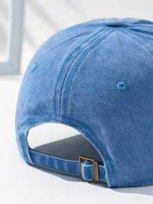 1 件男士卡其色分体熊水洗棒球帽 - 藍色 - 查看 3