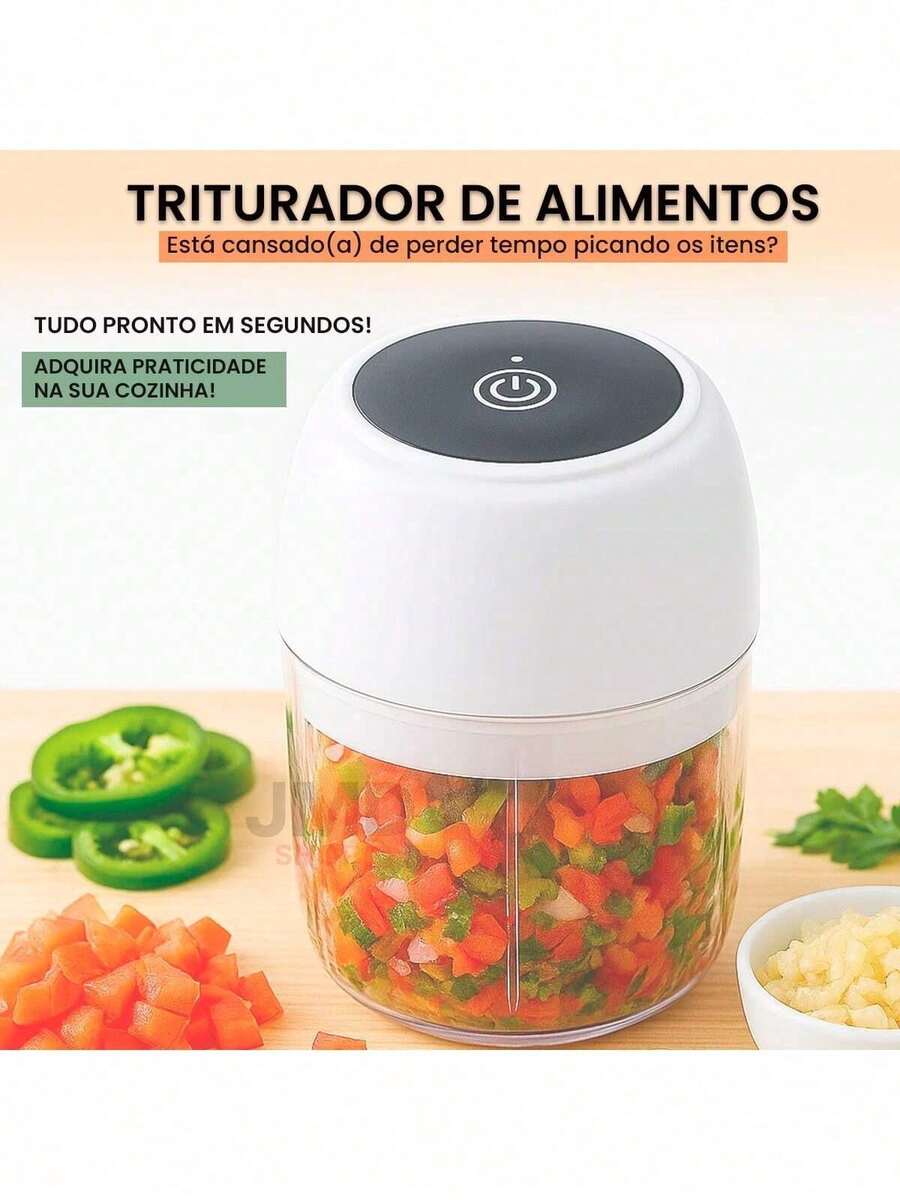 Triturador de Alho Elétrico e Alimentos Portátil E Recarregável - Multicolorido - Visão 1