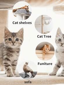 Cat Scratching Mat, Trimmable Self-Adhesive Cat Scratching Carpet, Trimmable Cat Furniture Protector For Furniture, Sofa, Door Or Wall Protector, Scratching Post Replacement Pad (Dark Gray, Light Gray) - 淺灰色 - 查看 2