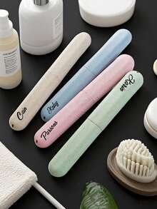 定制牙刷盒，可定制姓名、文字，个性化设计，糖果色系，独一无二，麦秆牙刷杯，男女通用，旅行牙刷杯，旅行牙刷套，PP材质牙刷套，适合商务旅行，个性化牙刷盒，大学假期旅行必备牙刷