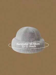1pc Elegant Solid Color Polyester Faux Fur Patchwork Warm Windproof New Plush Faux Fox Fur Bucket Hat, Thick Ear Protection Bucket Hat For Autumn/Winter