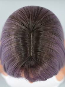 NICKY WALL Ombre Short Ash Purple Wigs For Women 10 Inch Straight Bob Wig With Side Bangs Fashion High Density Wig Synthetic Heat Resistant Fiber Soft Locs Wig For Girls Daily Party Use - Purple - View 6