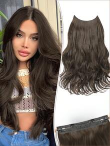 Invisible Wire Hair Extensions Long Wavy Layered Synthetic Hair Extensions With Transparent Wire Adjustable Size 4 Secure Clips For Women Daily Wear - Multicolor - View 11