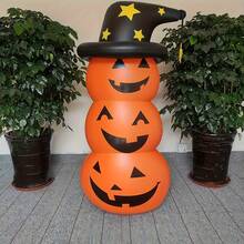1 Set Giant Standing Orange Pumpkin, Halloween Inflatable Tumbler Decor, Outdoor Halloween Inflatable Decoration - Orange - View 2