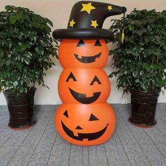 1 طقم من القرع البرتقالي الضخم القائم، ديكور هالوين نفخي قابل للتدحرج، ديكور هالوين نفخي للخارج