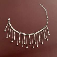 1pc Tassel & Rhinestone Anklet, Suitable For Daily Wear