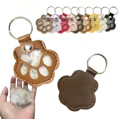 1pc PU Leather Pet Memorial Hair Bag, Keepsake For Cats & Dogs, Portable Multifunctional Keychain
