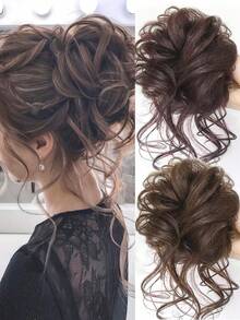 1个优雅慵懒粘胶发圈发髻器发饰，适合蓬松卷发，适合日常佩戴、外出和发型设计，可用作马尾辫发圈、发绳、发圈、发饰、发带、头饰 - 彩色 - 查看 1