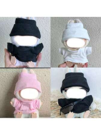 1 件马卡龙毛绒玩具服装套装，包括 T 恤和帽子