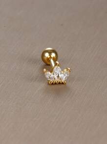 1 pezzo di aletta in acciaio inossidabile con zirconia, motivo geometrico a forma di love, fiocco di neve, corona di luna, orecchie da piercing diverse per donne, adatto per l'uso quotidiano