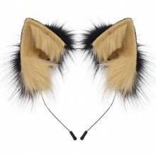 Halloween Fox Ears Headband Plush Animal Ears Hair Hoop Party Headpiece Costume for Men Women - Mostaza Amarilla - Ver 6