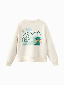 mini bala Young Boy Artist Collab Loose Fit Long Sleeve Sweatshirt 2025 Fall - Milky White - View 5
