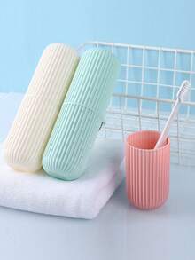 1/4 件便携式旅行漱口杯、牙刷和牙膏收纳盒、旅行露营牙刷盒、牙刷架、旅行洗面奶套装、户外旅行必需品、海滩和假日返校旅行收纳盒家居浴室装饰秋季装饰、浴室小工具、浴室配件、旅行用品 - 彩色 - 查看 3