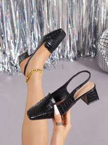 Sandales à talon épais et bout carré femme, polyvalentes et adaptées pour l'été