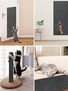 Cat Scratching Mat, Trimmable Self-Adhesive Cat Scratching Carpet, Trimmable Cat Furniture Protector For Furniture, Sofa, Door Or Wall Protector, Scratching Post Replacement Pad (Dark Gray, Light Gray) - 淺灰色 - 查看 5