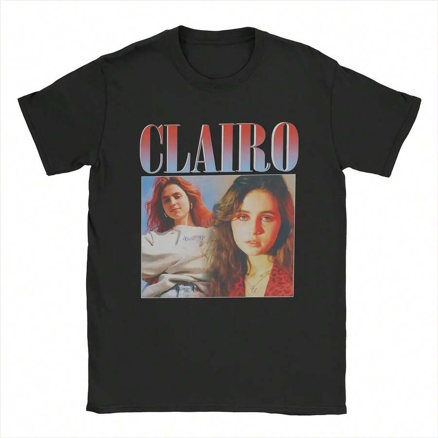 Clairo Singer T Shirts Casual Tees Short Sleeve Round Neck T-Shirts 100% Cotton Classic Clothing Camisetas - Đen 31 - Xem 1