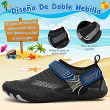 Zapatos para agua NIÑOS con hebilla ajustable cómodos y ligeros antideslizantes, para caminar por ríos, ideal para playa, natación, surf, buceo, apto para vacaciones de verano, camping y fiestas. Transpirables, Secado Rápido y Actividades Al Aire Libre - Negro - Ver 3
