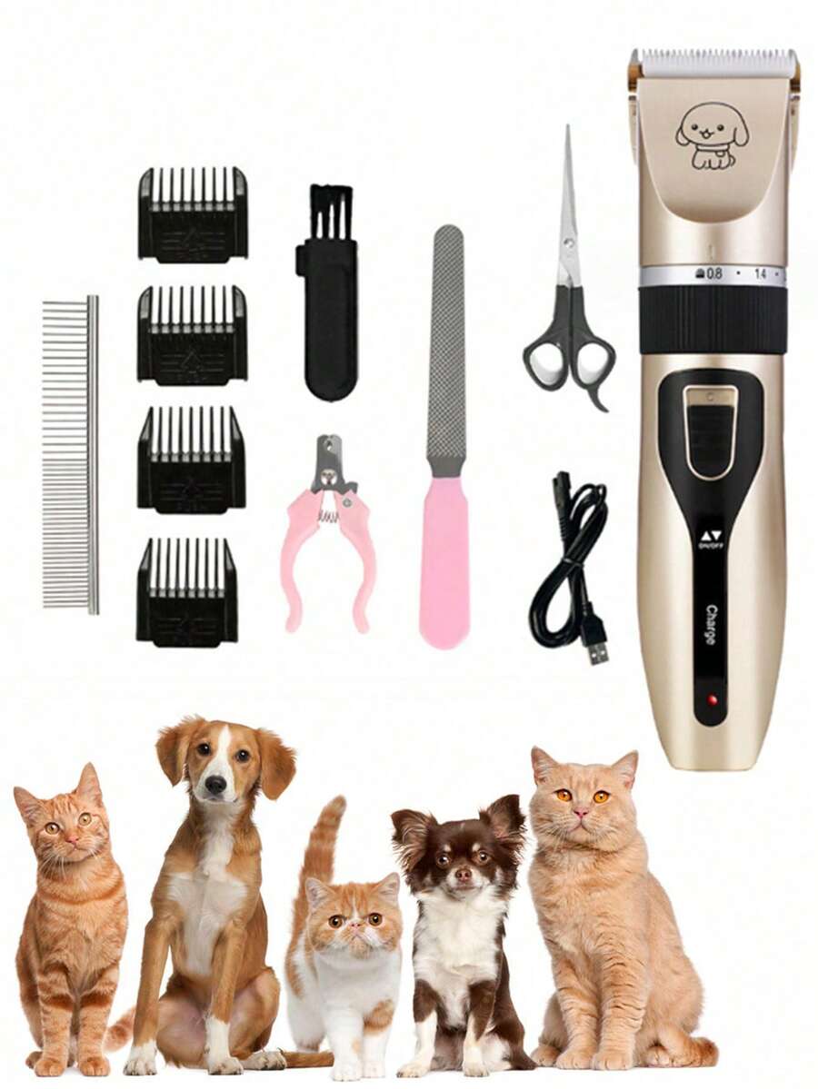 11 Pieza Máquina Rasuradora Máquina De Cortadora Pelo Para Perros Y Gatos Mascotas - Dorado - Ver 1