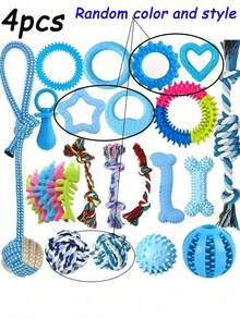 4 Packs Puppy Chew Toys - Random Color And Style Dog Teething Toys For Puppies, New Puppy Toys Teething Rings And Durable Ropes, Blue Rubber Toy Bundle For Small Dogs, Cute Interactive Dog Balls For Small Breed - Multicolor - View 8