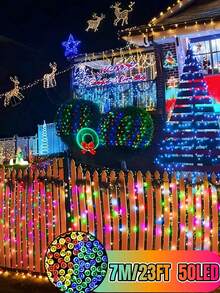 1 个户外太阳能 LED 灯串，IP65 防水，8 种照明模式，童话仙女装饰灯，适用于花园、庭院、露台、派对、圣诞树、婚礼、节日装饰、圣诞节、万圣节、情人节、新年氛围装饰灯，200/100/50/20 LED（暖白/白/彩/紫）