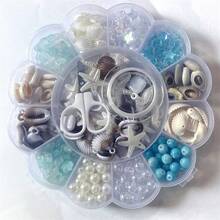 8-28mm 壓克力藍色與白色珠子 DIY 海洋珠子套組，完美珠寶製作套件，適合女性度假愛好者的理想禮物 - 13格海洋珠梅花盤 - 查看 4