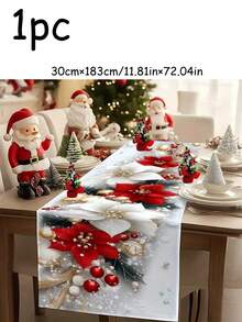 1 buah Taplak Meja Dekoratif Natal, Taplak Meja Motif Bunga Natal, Alas Meja, Dekorasi Meja Natal, Dekorasi Dapur dan Ruang Makan Persegi Panjang, Cocok untuk Pesta Liburan di Dalam dan Luar Ruangan, Dekorasi Natal, Dekorasi Meja Makan - MultiWarna - View 13