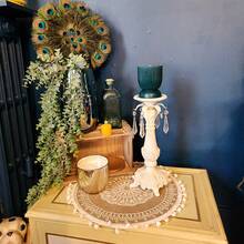 4 Stücke/6 Stücke/8 Stücke/10 Stücke 38cm (14,9 Zoll) runde weiße Baumwollkugeln im nordischen Stil, Hochzeitsthemen Tischsets, Abschluss- und Partydekoration, hitzebeständig, Schmutzabweisend, Restaurant-Feiertagsdekorationen, Heimdekoration