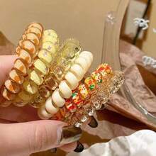 随机2件春季新款渐变色手机线发绳头绳高弹力扎丸子发箍橡皮筋头饰夏季绳头绳高弹力扎丸子发箍橡皮筋头饰，马尾辫夹，发圈，发圈，发圈，发饰