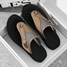 ​​Men's Premium Breathable Mesh Slides With Metallic Accents - Summer Casual Non-Slip Sandals For Beach, Pool, & Everyday Wear