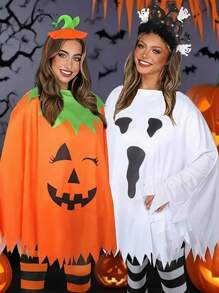 1 pezzo Mantello/Mantellina per Ognissanti, Costume da Zucca di Ognissanti, Outfit per Cosplay e Feste di Ognissanti, Tuta da Zucca