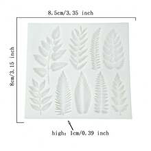 蕨叶硅胶模具树脂铸造模具珠宝铸造工具软糖适合春季，情人节，父亲节，母亲节，感恩节，生日礼物DIY模具适合家居装饰，配饰，胸针适合手工皂滴胶杯蜡配件 - 白色 - 查看 2