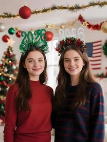 1pc/4pcs Christmas Headbands ,Cute Holiday Headbands Hair For Family,2026christmas Photo Props For Christmas Party Supplies Xmas Gifts.