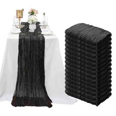 16 Pack Cheesecloth Table Runner 10Ft Romantic Cheese Cloth Table Runner 20 X120Inch Gauze Boho Table Runners For Wedding Birthday Party Bridal Baby Shower Engagement Home Table Decoration(Sage Green/Pink/Beige/Black/Blue/Dark Green)