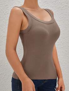 EssElegance,Sports Bra Tank Top With Padded - Seamless Wire-Free Design For All Seasons, Yoga, Running, And Fitness​ Top Built In Bra Fall For Women - Cà phê nâu - Xem 2