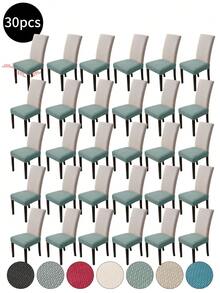 1pc/2pcs/4pcs/6pcs/30pcs Beige Jacquard Striped Dual Elastic Seat Cover, Removable And Washable Chair Protector, Suitable For Decoration In Dining Room, Living Room, Bedroom And Office - Multicolor - View 16