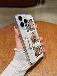 1pc Customizable Phone Case With Text And Multiple Images, TPU Transparent Anti-Fall, Meets Customer's Personalized Needs. Compatible With Samsung Model 16 Pro Max, 16 Pro, 15 Pro Max, 14 Pro Max, 13 Pro Max, 13 Pro, 15 Pro. Suitable For Couple, Pet, Life Photos, Friend Photos And Names. Fashionable, Colorful, Cute, Simple, Unique Gift For Friends And Memories.